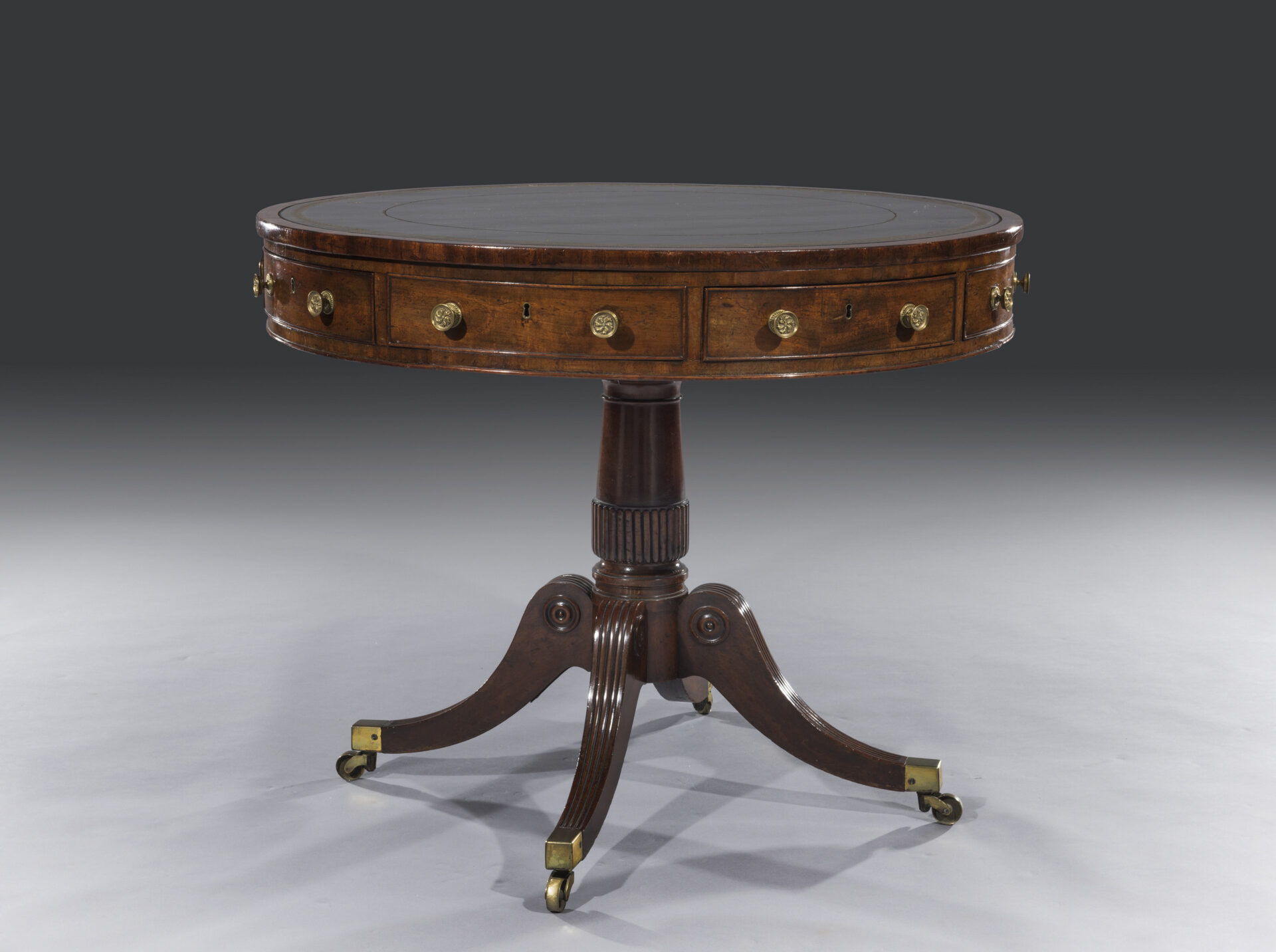 Small Regency Period Mahogany Pedestal Drum Table Freshfords Fine