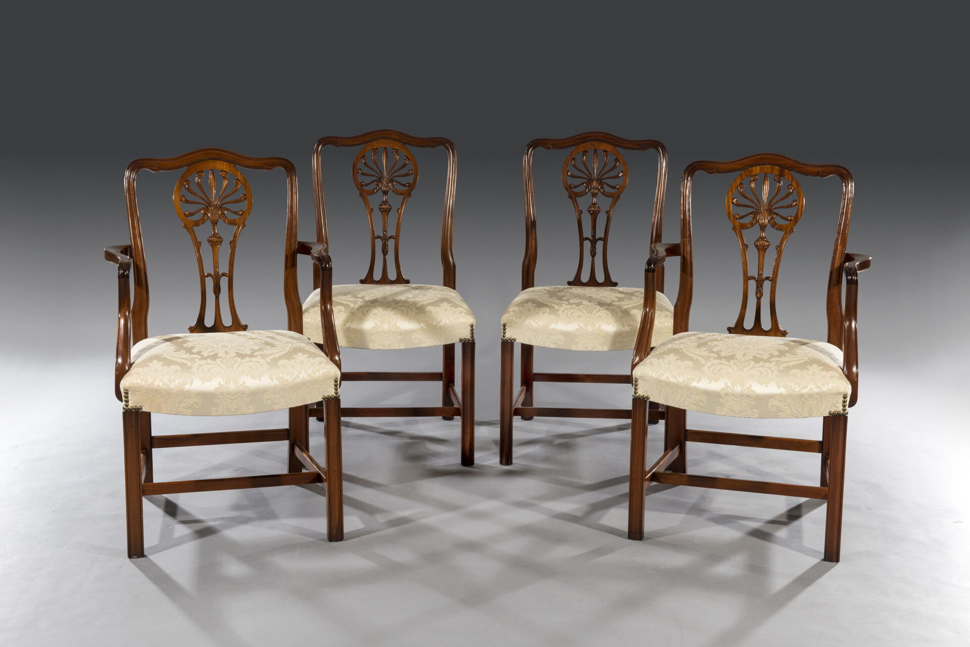 Set of Twelve High Quality Carved Mahogany Reproduction Dining Chairs ...
