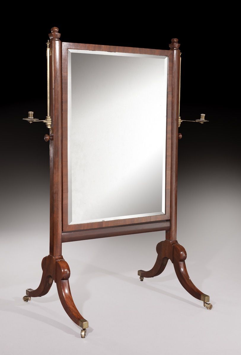 Grand Sized 19th Century George Iv Period Mahogany Cheval Mirror