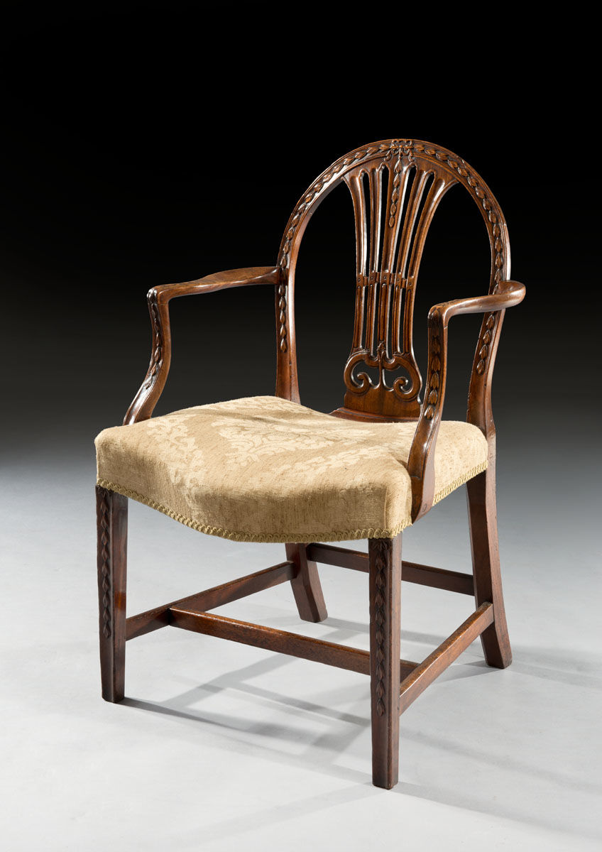 George III Adam Period 18th Century Carved Mahogany Desk Chair